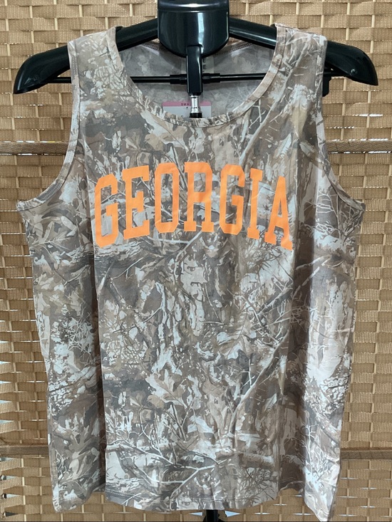 State of Mine Tops - State of Mind Brown Camo Tank with Orange GEORGIA Print